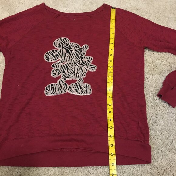 Iconic Disney Mickey Mouse Zebra Print Sequin Crimson Pullover - Picture 14 of 15